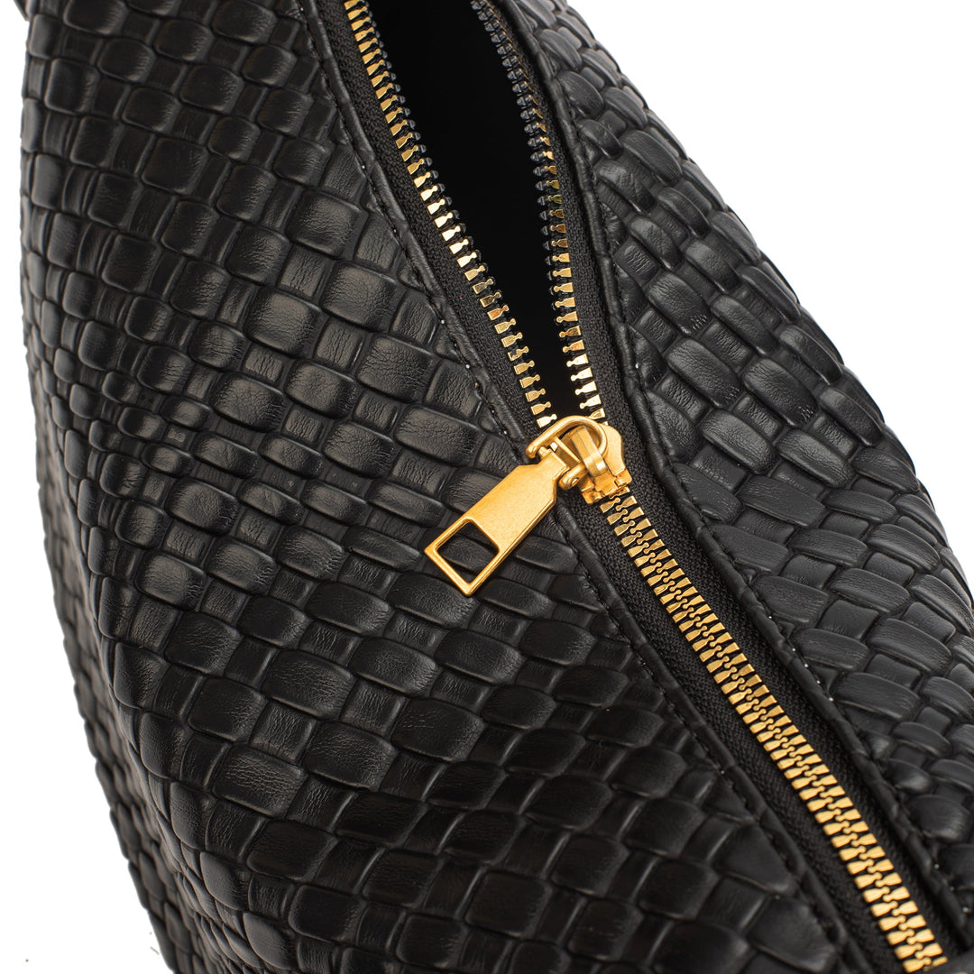 Valantomode | The Tesla Interlace Garrison – Women's Premium Braided Vegan Leather Half-Moon Handbag