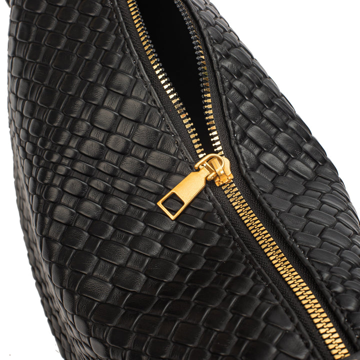 Valantomode | The Tesla Interlace Garrison – Women's Premium Braided Vegan Leather Half-Moon Handbag