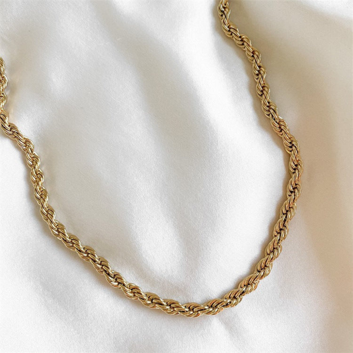 Valantomode | Gold Plated Helical Rope Necklace for Women