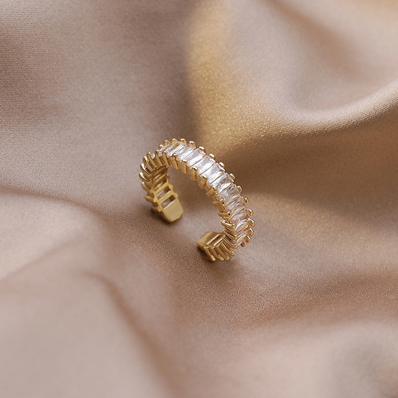 Valantomode | Plated Adjustable Open-Ended Ring with AAAAA Diamond Simulants