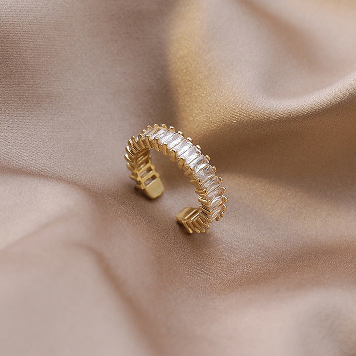 Valantomode | Plated Adjustable Open-Ended Ring with AAAAA Diamond Simulants
