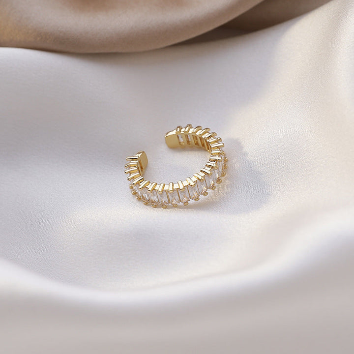 Valantomode | Plated Adjustable Open-Ended Ring with AAAAA Diamond Simulants