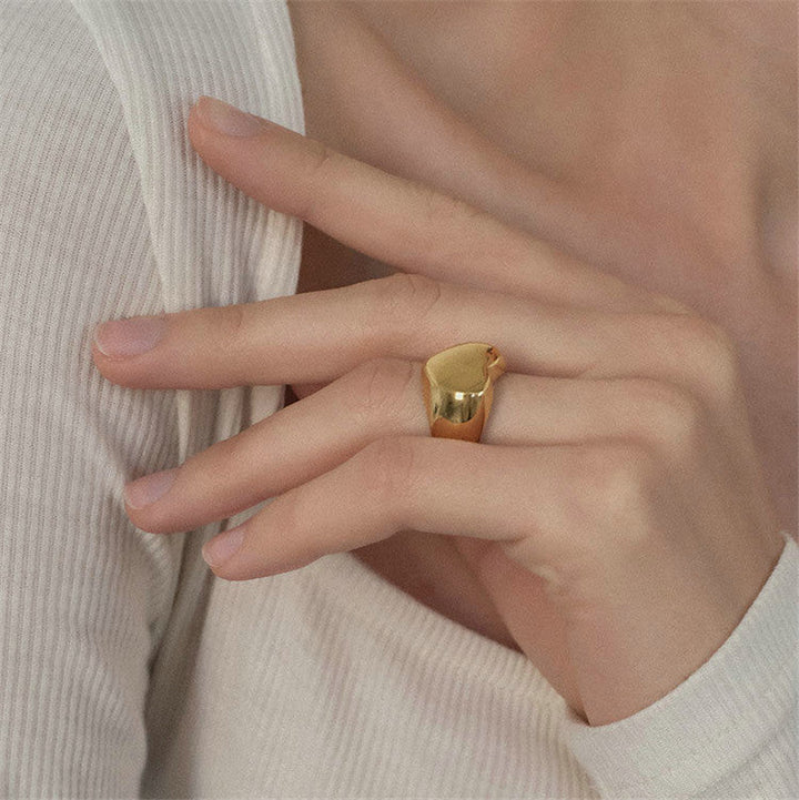 Valantomode | Heavyweight Plated Heart Motif Dome Ring for Women