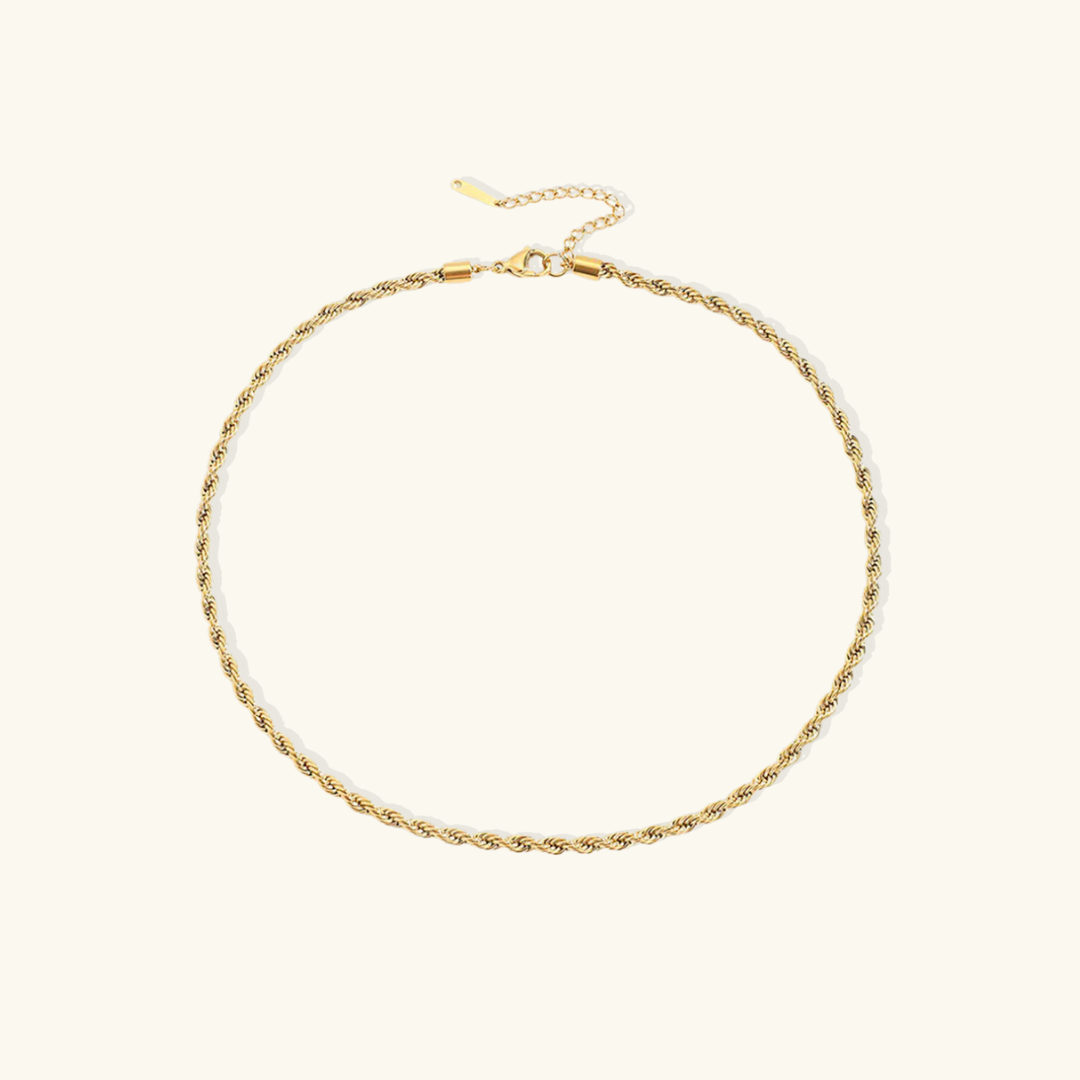 Valantomode | Gold Plated Helical Rope Necklace for Women