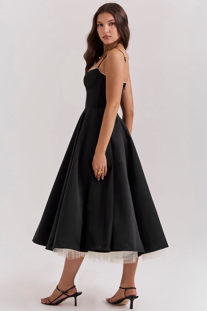 Valantomode | Elegant Pink Midi Dress for Women's Cocktail Parties