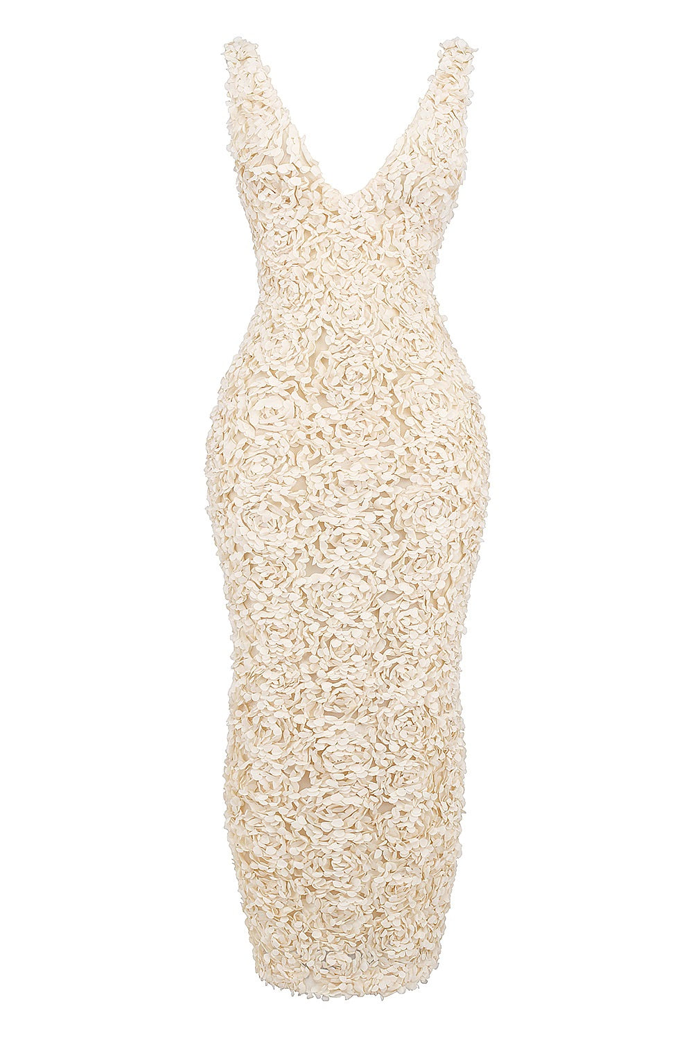 Valantomode | Floral Appliqué Maxi Dress for Effortless Elegance
