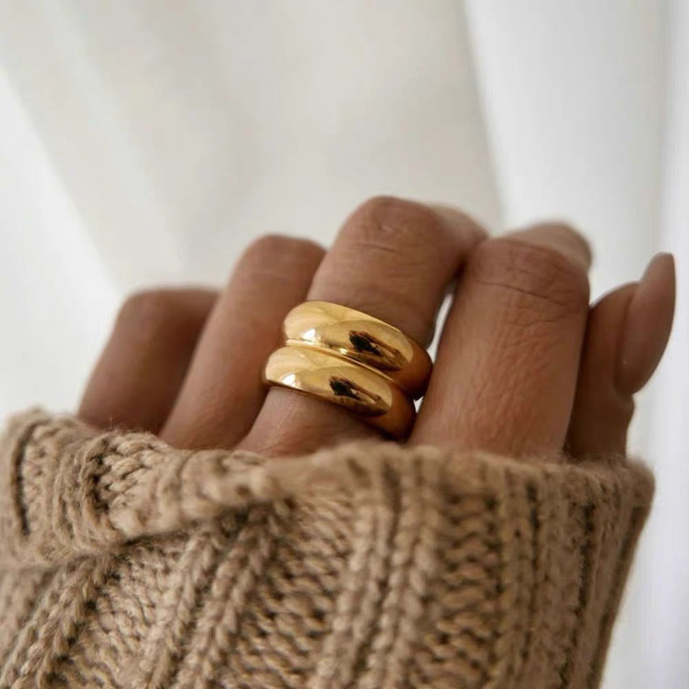 Valantomode | Plated Linear Grooved Band Ring for Women