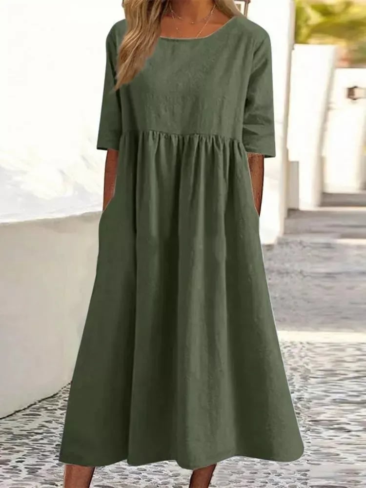 Valantomode | Breezy Cotton Linen Dress for Stylish Summer Days