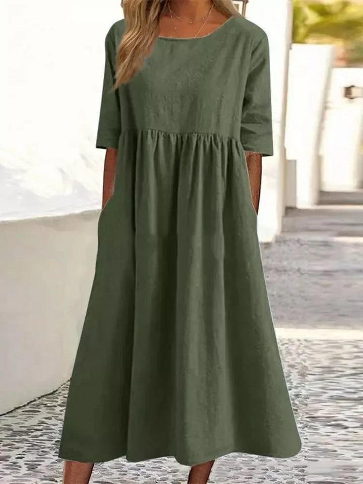 Valantomode | Breezy Cotton Linen Dress for Stylish Summer Days
