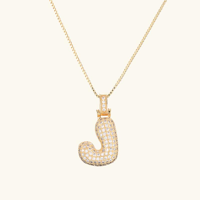 Valantomode | Plated Letter Luxe Necklace with Alphanumeric Architecture and Refractive Assets