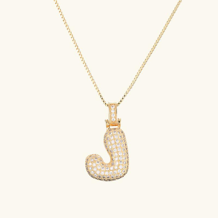 Valantomode | Plated Letter Luxe Necklace with Alphanumeric Architecture and Refractive Assets