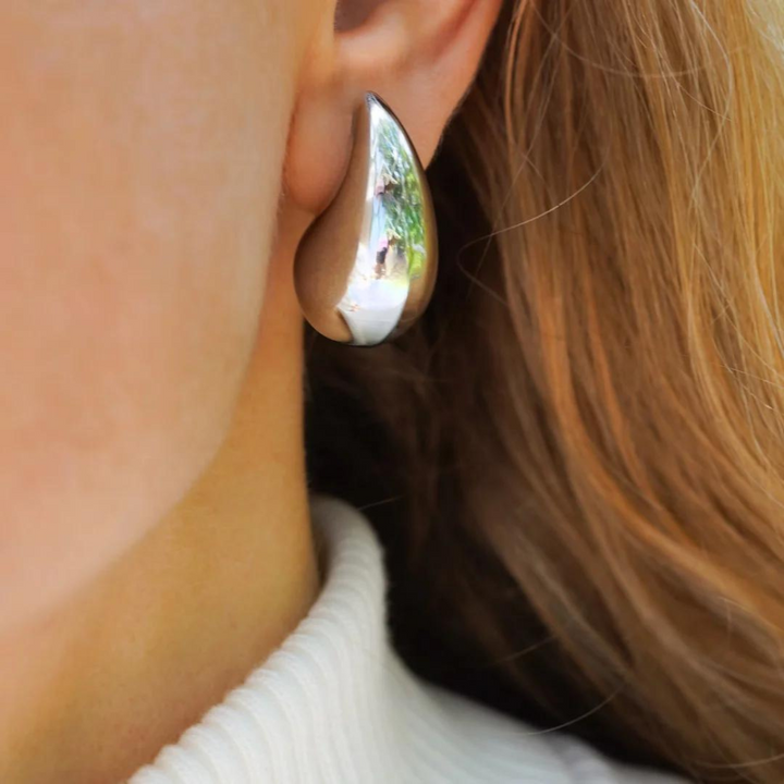 Valantomode | Gold Plated Volumetric Teardrop Earrings for Women