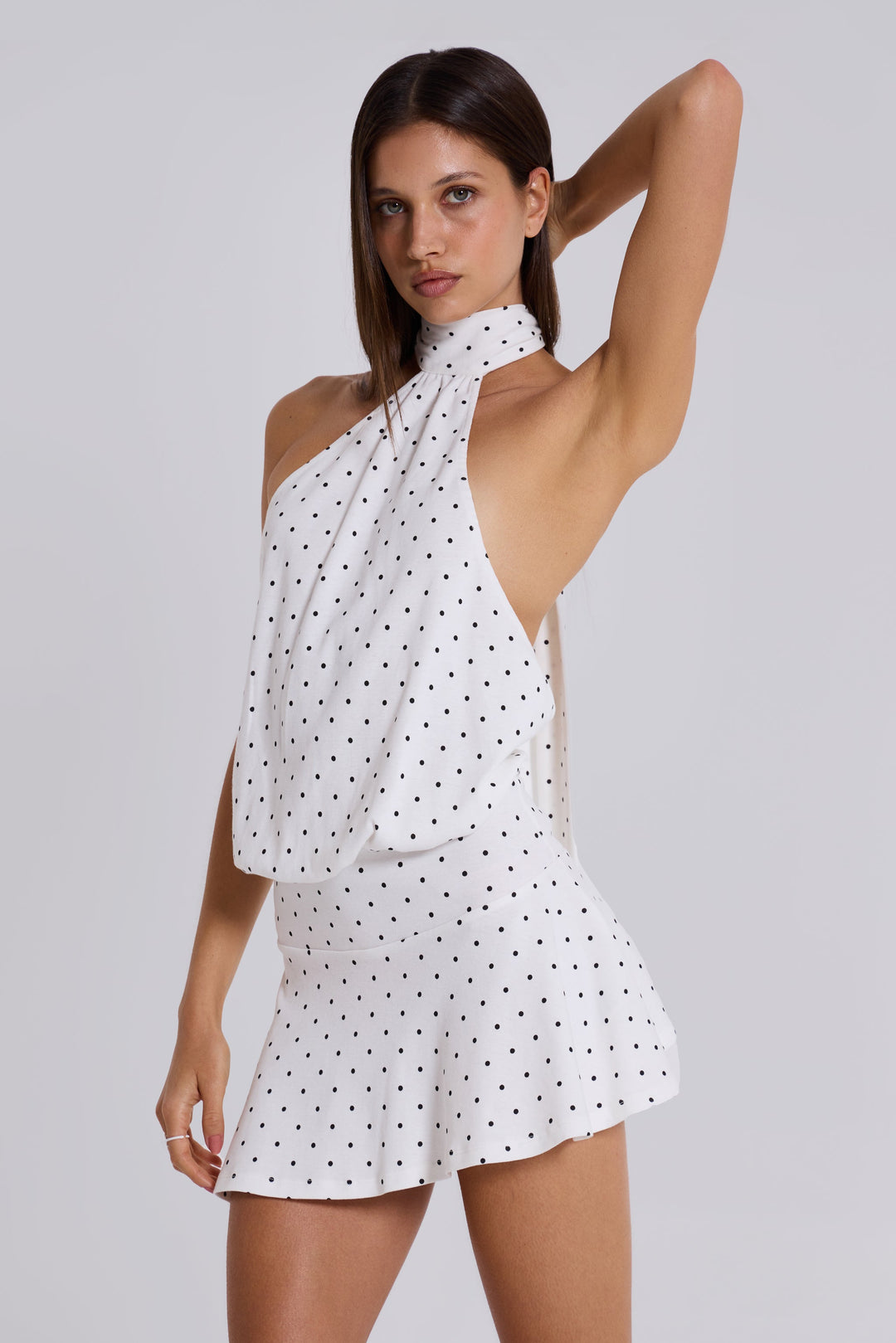 Valantomode | Stylish Polkadot Backless Mini Dress for Summer Fun
