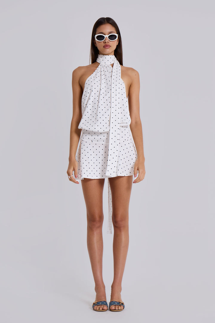 Valantomode | Stylish Polkadot Backless Mini Dress for Summer Fun