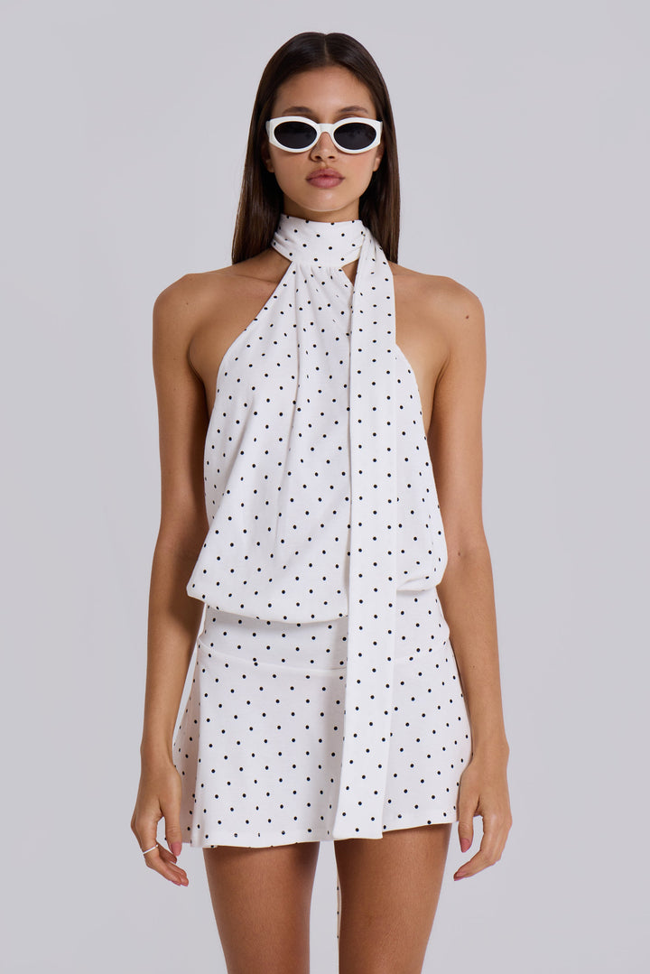 Valantomode | Stylish Polkadot Backless Mini Dress for Summer Fun
