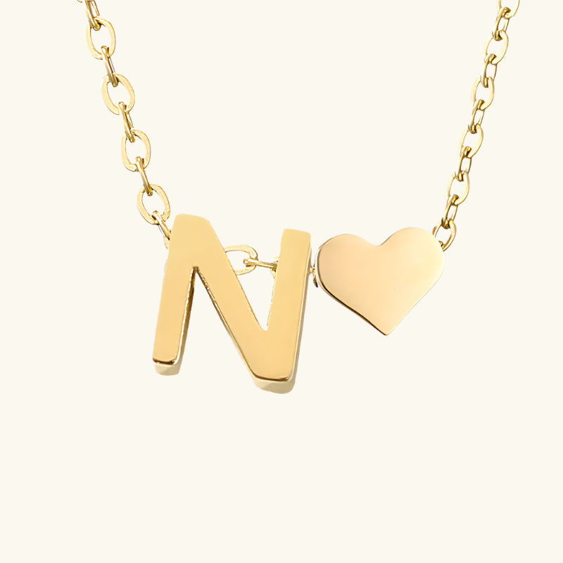 Valantomode | Plated Initial and Heart Charm Necklace for Women