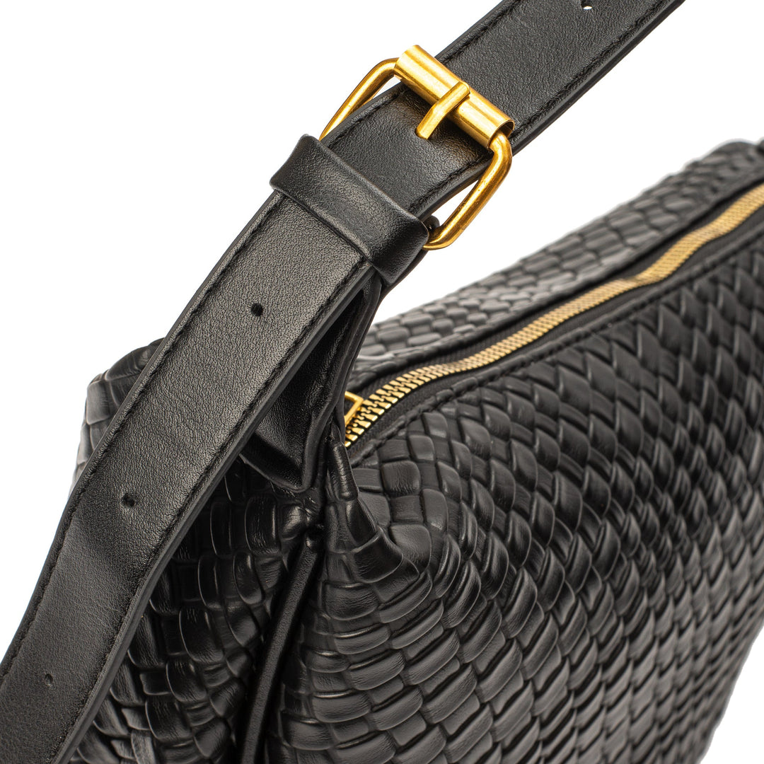 Valantomode | The Tesla Interlace Garrison – Women's Premium Braided Vegan Leather Half-Moon Handbag
