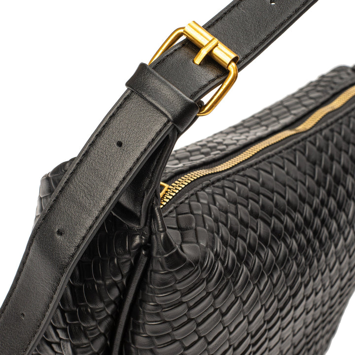Valantomode | The Tesla Interlace Garrison – Women's Premium Braided Vegan Leather Half-Moon Handbag