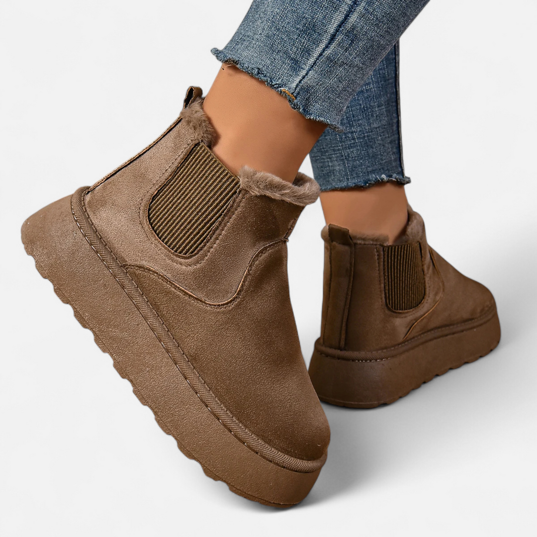 Valantomode | Women’s Short Plush Platform Ankle Boots