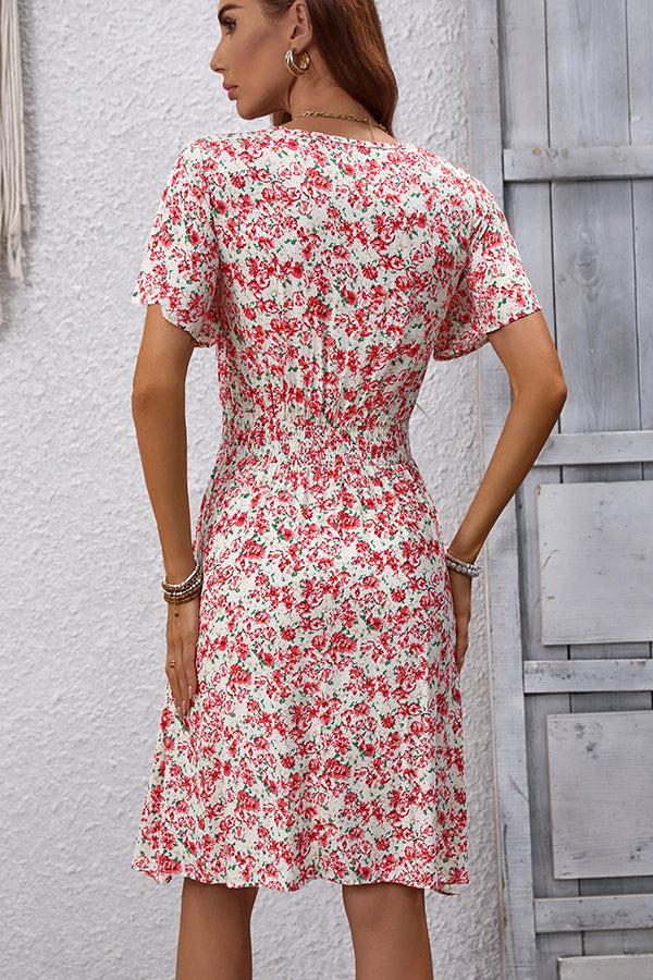 Valantomode | Chic V Neck Floral Mini Dress - Sleeveless Summer Style