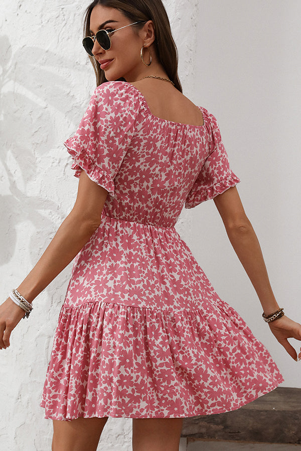 Valantomode | Chic Floral Hook Mini Dress for Effortless Style