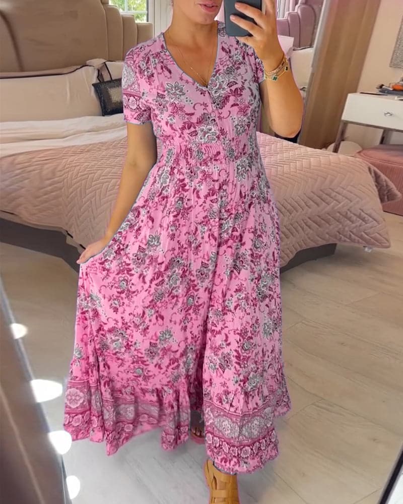Valantomode | Maxi Dress with Floral Design