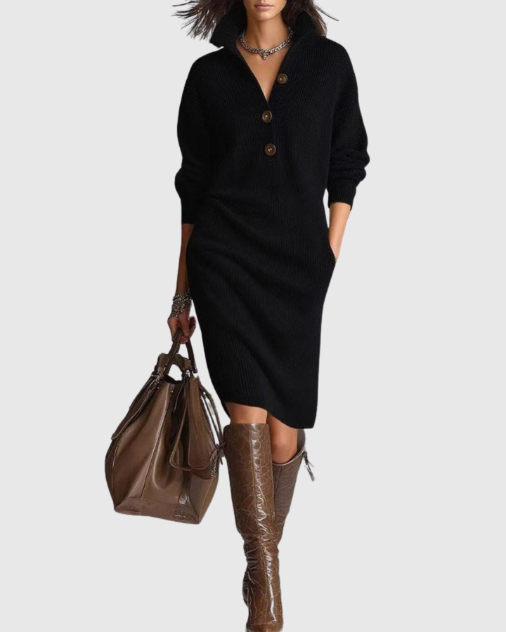 Valantomode | Cozy Wool Knit Midi Dress for Stylish Winter Days