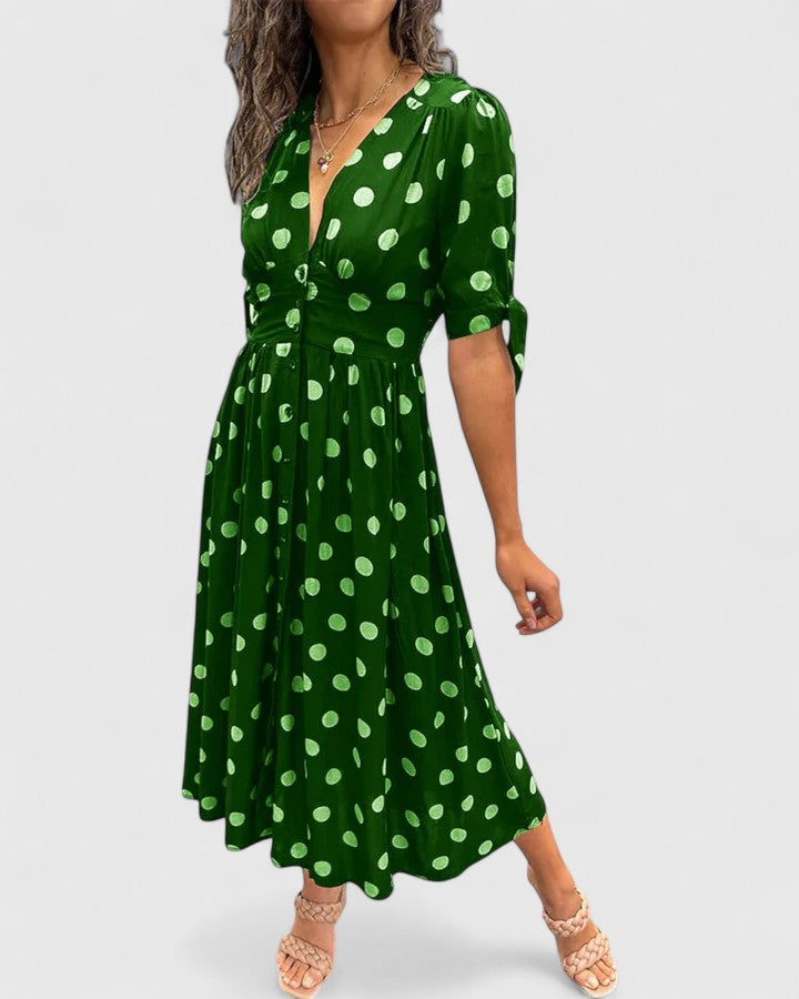 Valantomode | Chic Polka Dot Dress for Effortless Everyday Style