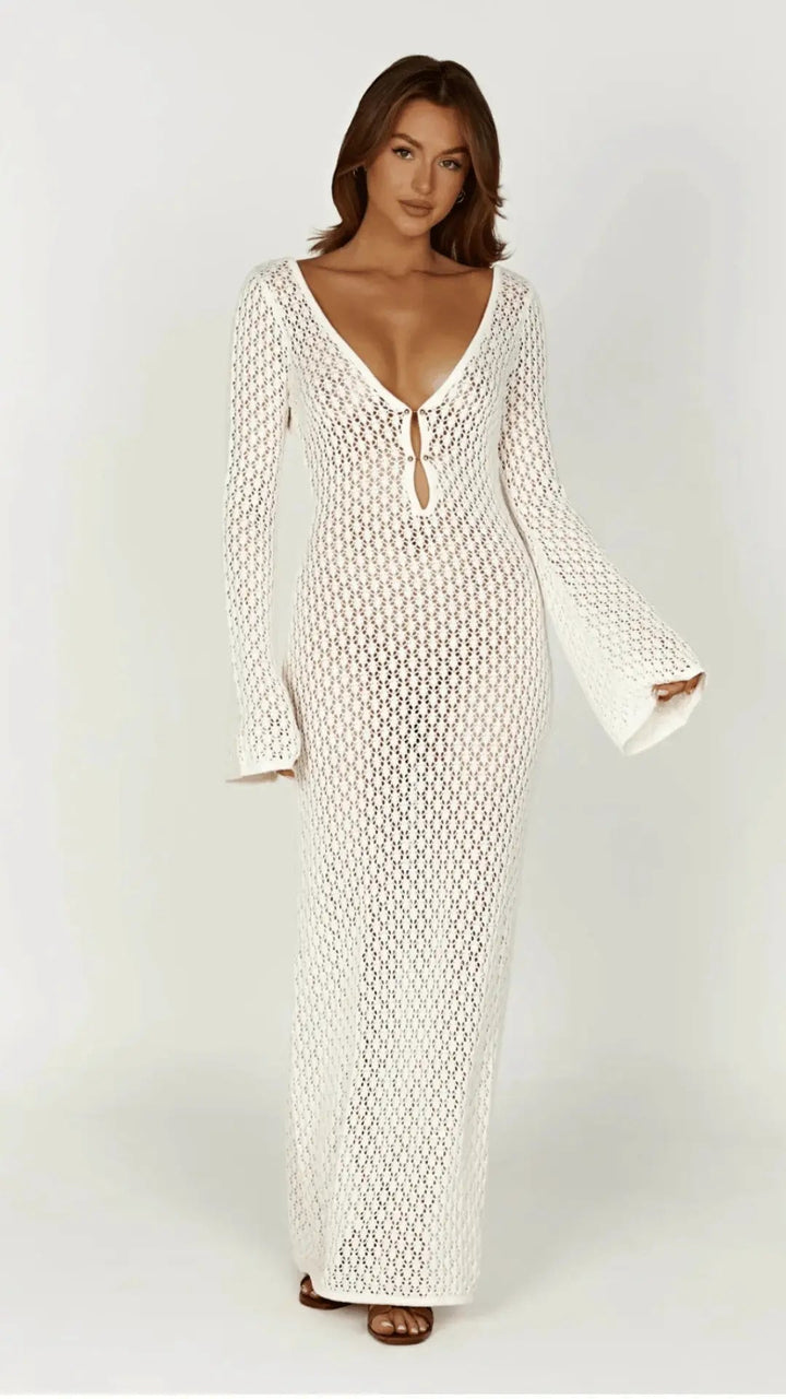 Valantomode | Chic Back Cutout Maxi Dress for Summer Soirees