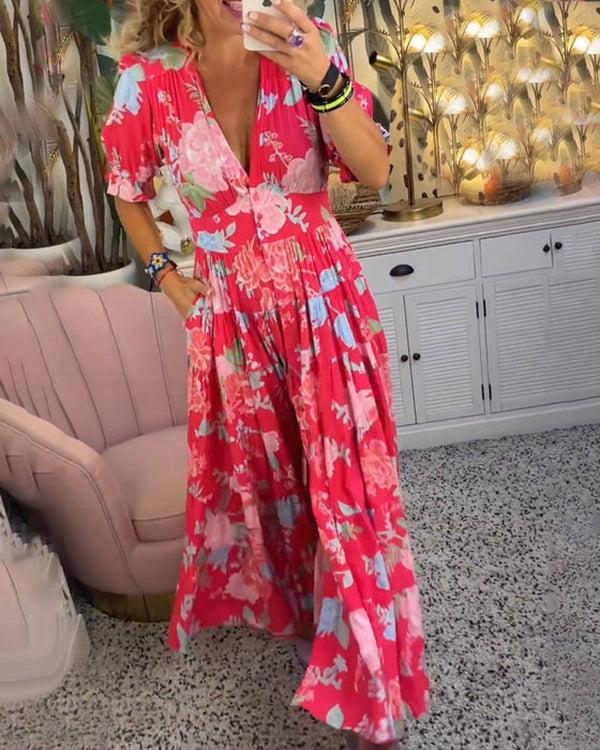 Valantomode | Dress with Vibrant Floral Pattern
