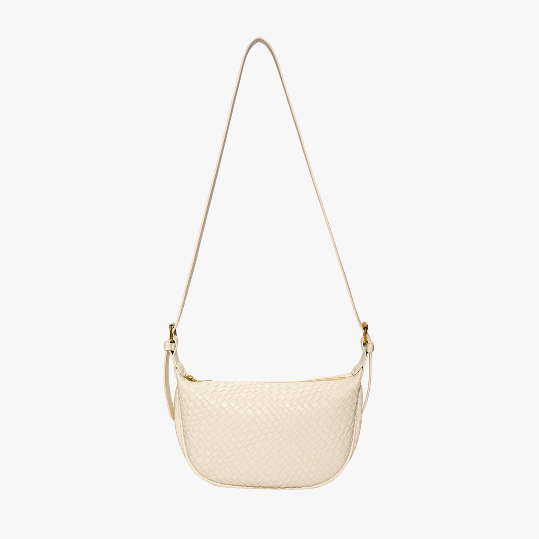 Valantomode | The Tesla Interlace Garrison – Women's Premium Braided Vegan Leather Half-Moon Handbag