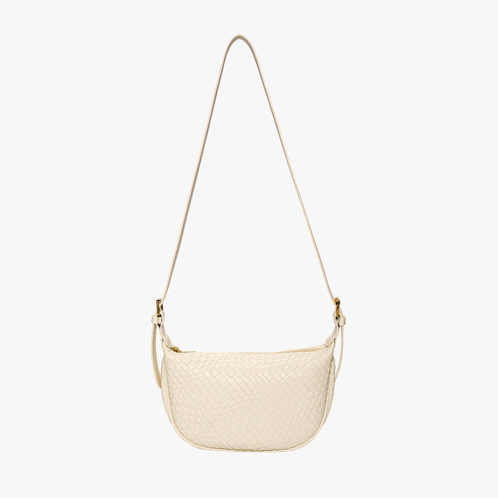 Valantomode | The Tesla Interlace Garrison – Women's Premium Braided Vegan Leather Half-Moon Handbag