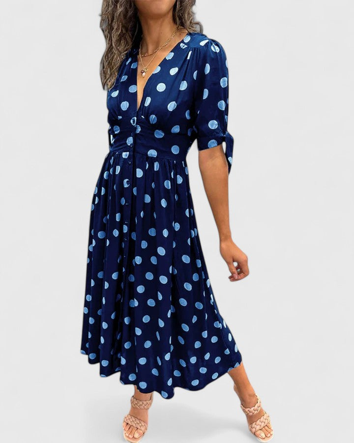 Valantomode | Chic Polka Dot Dress for Effortless Everyday Style