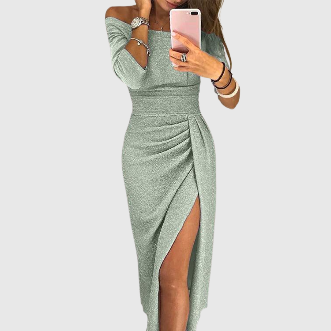 Valantomode | Stylish Midi Dress with Chic Side Slit for Fashion Lovers