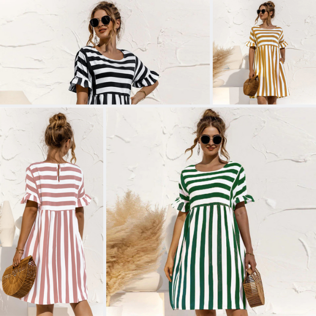 Valantomode | Chic Striped Dress Perfect for Summer Days and Events