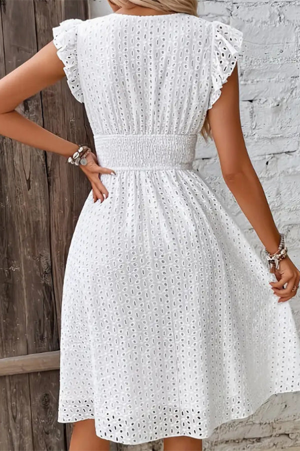 Valantomode | Chic V Neck High Waist Solid Casual Dress for Effortless Style