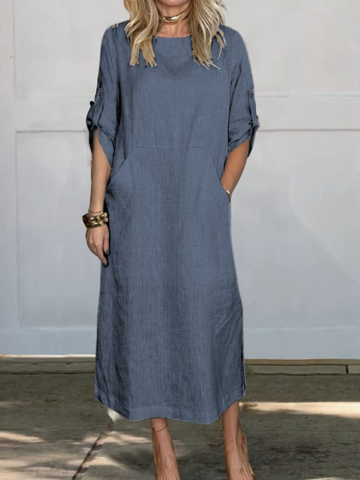 Valantomode | Chic Linen Dress for Effortless Summer Style