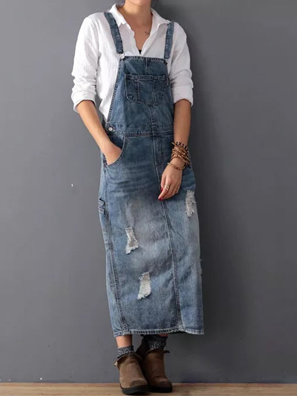 Valantomode | Trendy Denim Dress with Slit for Casual Outings