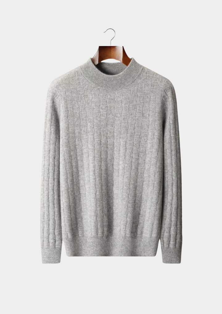 Valantomode | Men’s Textured Mockneck Knit – Geometric Presence & Tactical Elegance