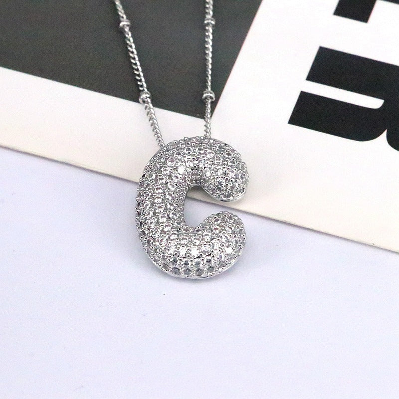 Valantomode | Gold Plated Bubble Initial Necklace for Women