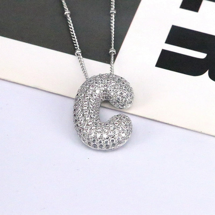 Valantomode | Gold Plated Bubble Initial Necklace for Women