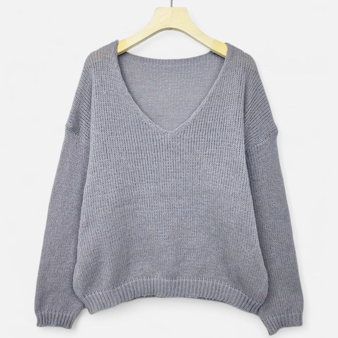 Valantomode | Women’s V-Neck Pullover Sweater – Essential Metropolitan Knitwear
