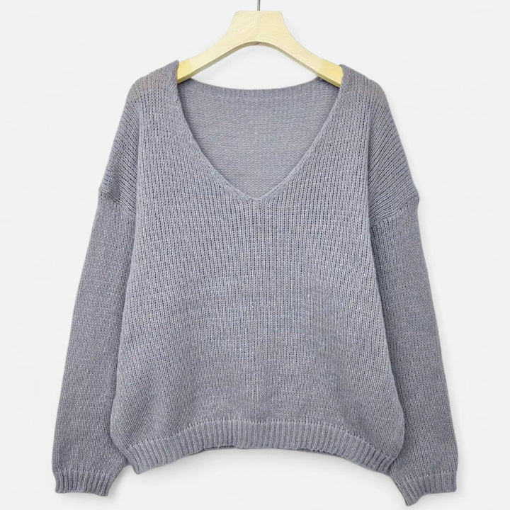 Valantomode | Women’s V-Neck Pullover Sweater – Essential Metropolitan Knitwear