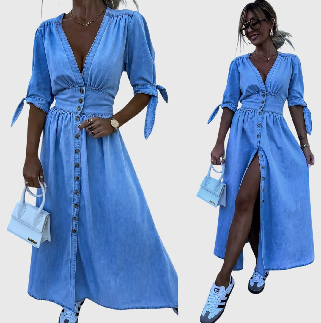 Valantomode | Stylish Denim Dress for Casual Outings and Summer Fun