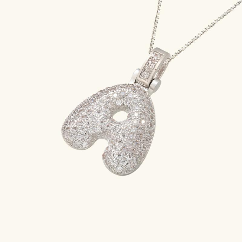 Valantomode | Plated Letter Luxe Necklace with Alphanumeric Architecture and Refractive Assets