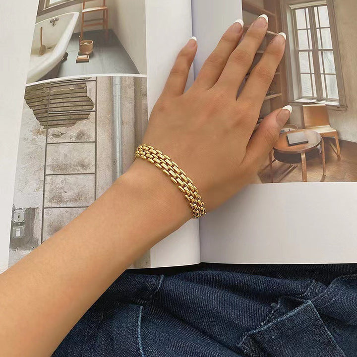 Valantomode | Gold Plated Link Bracelet for Women – Ladies Jewelry