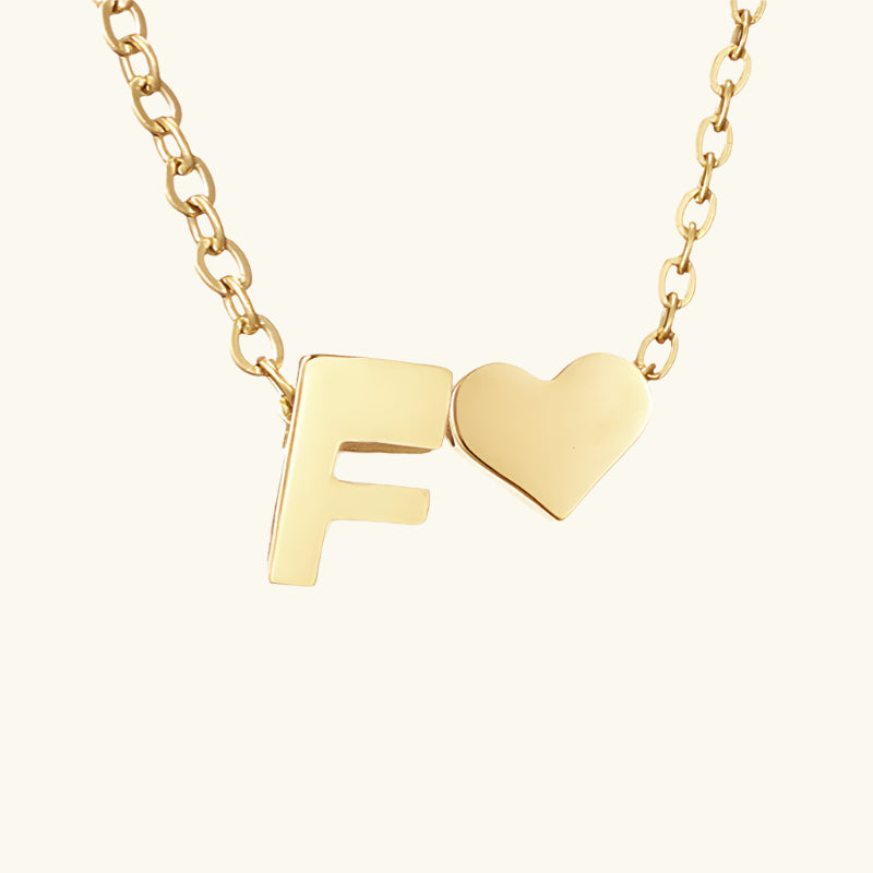 Valantomode | Plated Initial and Heart Charm Necklace for Women