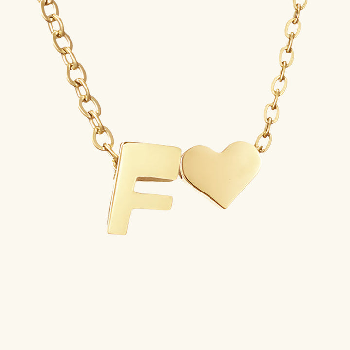 Valantomode | Plated Initial and Heart Charm Necklace for Women