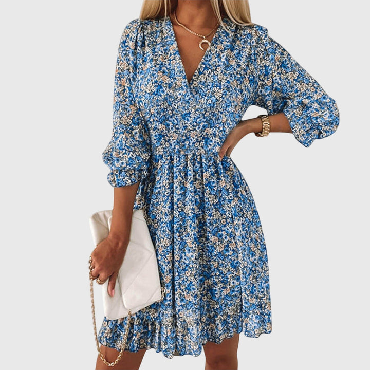 Valantomode | Stylish Floral Puff Sleeve Dress for Spring Events