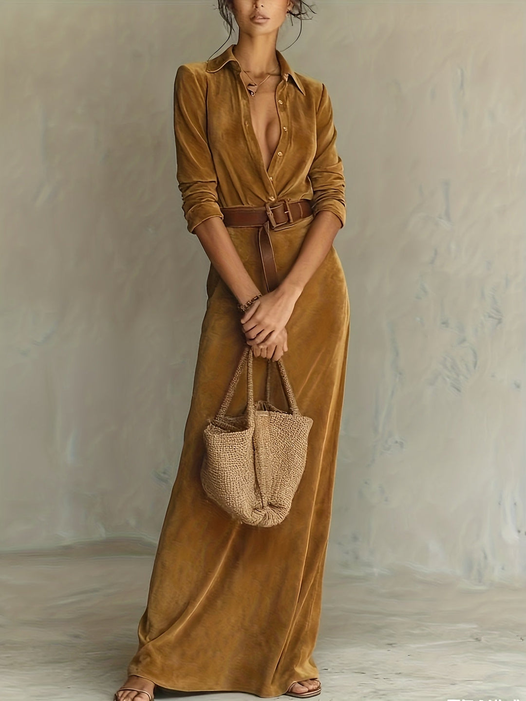 Valantomode | Chic Suede Dress with a Stylish Belt for Everyday Wear